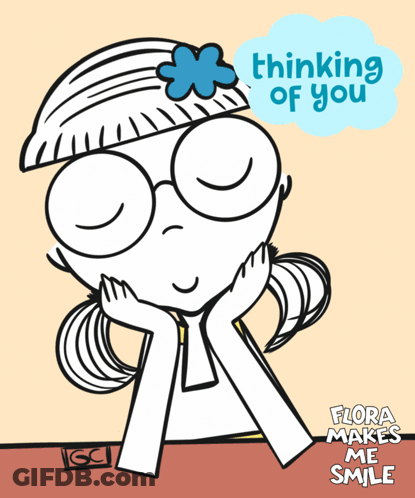 Girl With Glasses And Flower Thinking Of You GIF