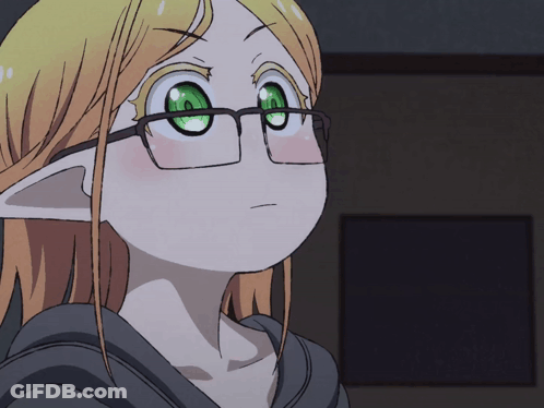 Girl With Glasses And Green Eyes Looking Up GIF