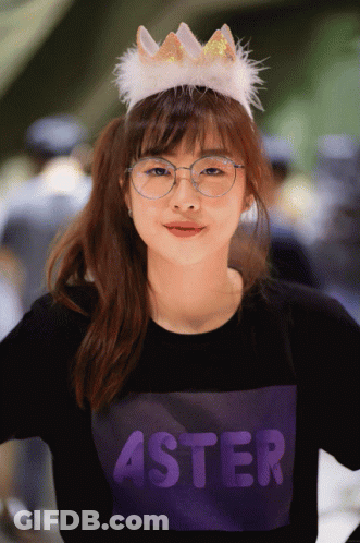 Girl With Glasses And Headband Saying Aster GIF