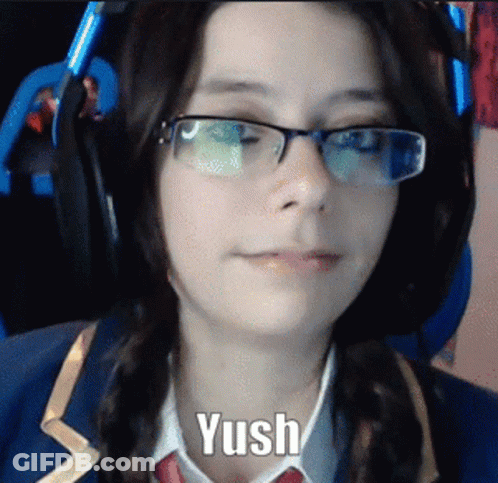 Girl With Glasses And Headphones Saying Yush GIF