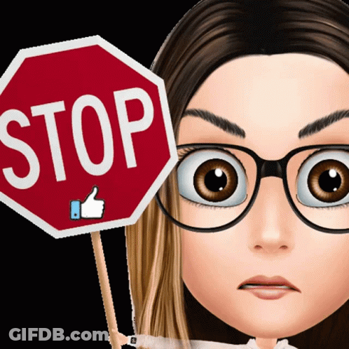 Girl With Glasses Holding Stop Sign GIF