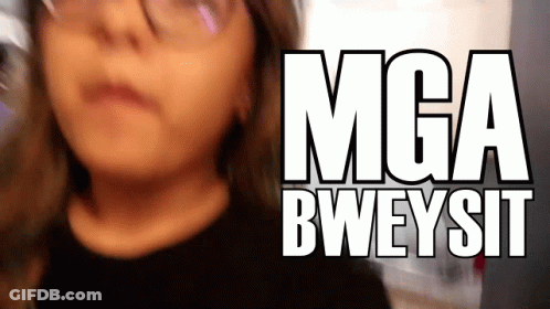 Girl With Glasses In Front Of Mga Bweysit Sign GIF