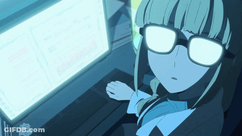 Girl With Glasses Looking At Computer Screen GIF