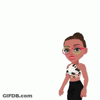 Girl With Glasses Running In Front Of Purple Yus Letters GIF