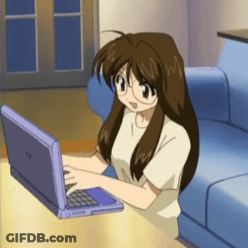 Girl With Glasses Typing On Laptop With C GIF