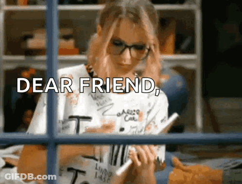 Girl With Glasses Writing Dear Friend GIF