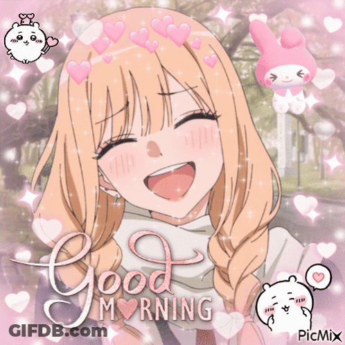 Girl With Good Morning Text GIF