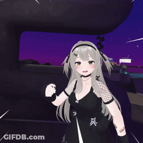 Girl With Gray Hair And Green Eyes In Black Headband GIF