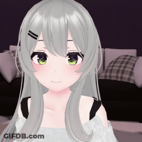Girl With Gray Hair And Green Eyes Smiling GIF
