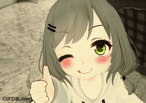 Girl With Gray Hair And Green Eyes Thumbs Up GIF