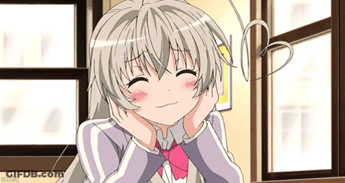 Girl With Gray Hair And Pink Tie Smiling GIF
