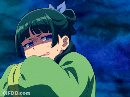 Girl With Green Hair And Blue Bow Crying GIF