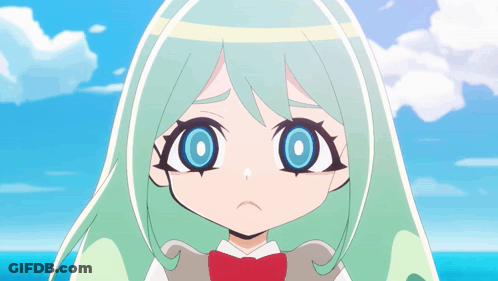 Girl With Green Hair And Blue Eyes Sad GIF