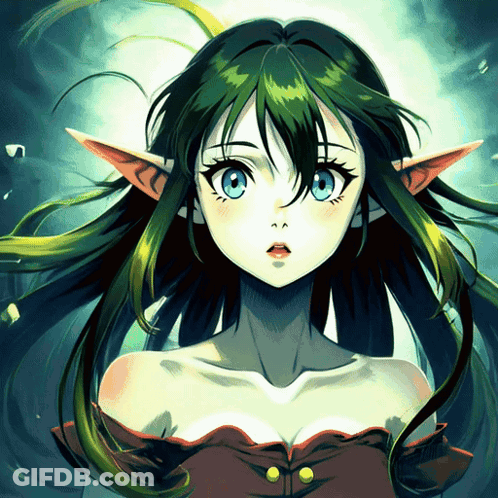 Girl With Green Hair And Ears GIF
