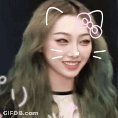 Girl With Green Hair And Hello Kitty Sticker GIF