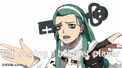 Girl With Green Hair And Key On Head Saying Tob Seeing A Bridget Player GIF