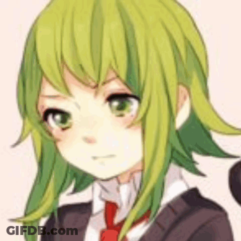 Girl With Green Hair And Red Tie In Suit GIF