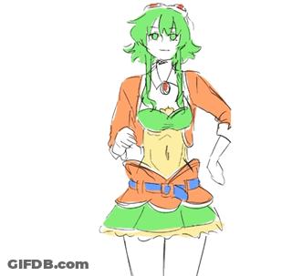 Girl With Green Hair And Yellow Top GIF