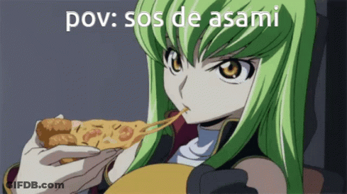 Girl With Green Hair Eating Pizza Pov Sos De Asami GIF