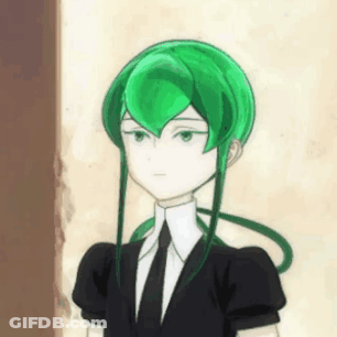 Girl With Green Hair In Black Suit GIF