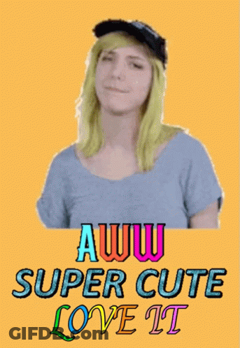Girl With Green Hair Saying Aww Super Cute Love It GIF