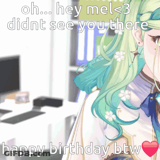 Girl With Green Hair Saying Oh Hey Mel GIF