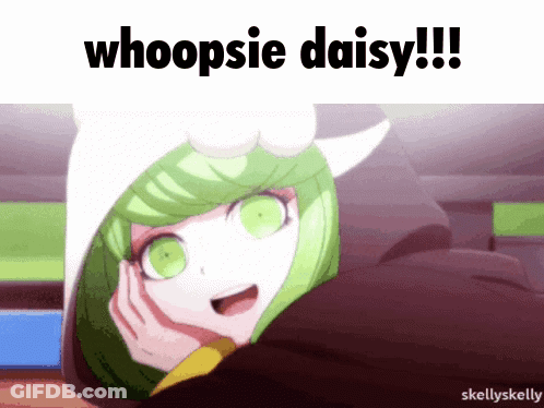 Girl With Green Hair Saying Whoopsie Daisy GIF