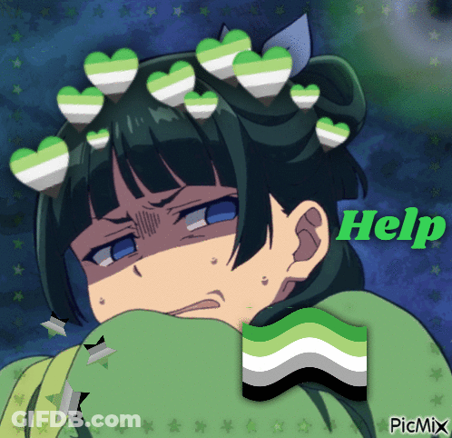 Girl With Green Hearts In Hair Saying Help GIF