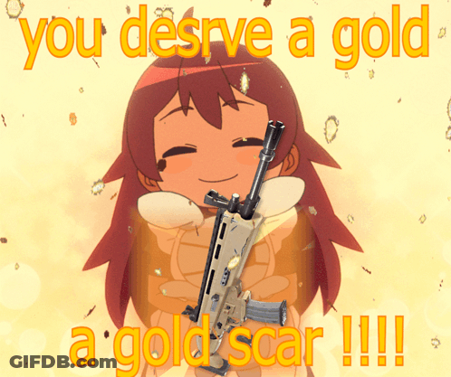 Girl With Gun Saying You Deserve A Gold Scar GIF