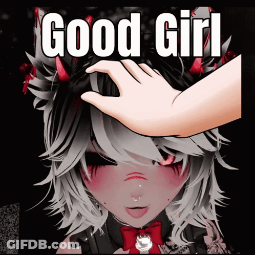 Girl With Hand On Head Saying Good Girl GIF