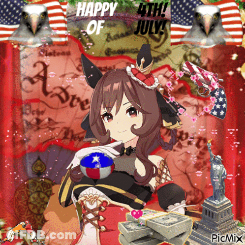 Girl With Happy 4Th July GIF