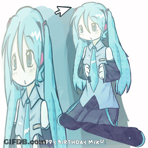 Girl With Happy Birthday Miku GIF
