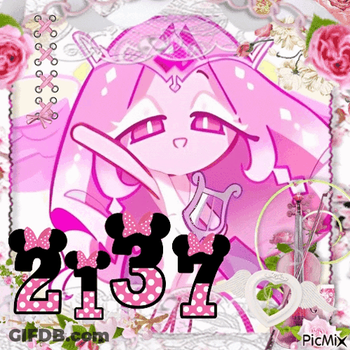 Girl With Harp And Numbers 3137 GIF