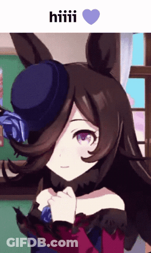 Girl With Hat And Heart Saying Hiiii GIF