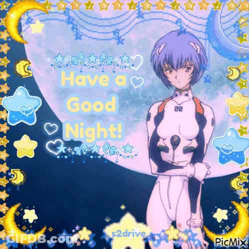 Girl With Have A Good Night Text GIF