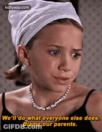 Girl With Headband And Necklace Blaming Parents GIF