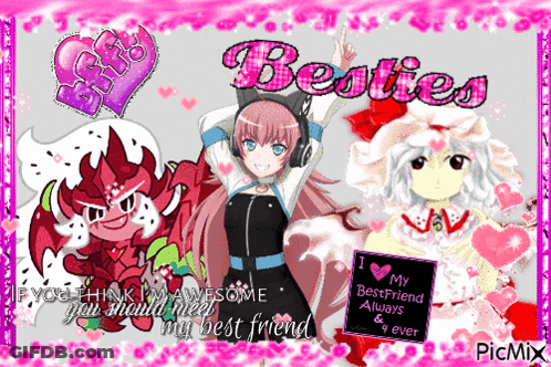 Girl With Headphones And Besties Sign GIF