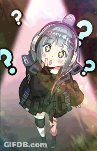 Girl With Headphones And Bun Question Mark GIF
