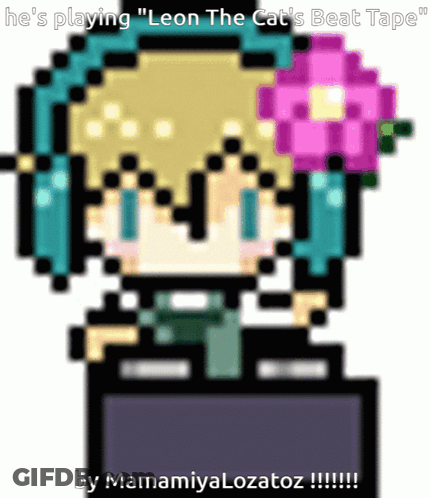 Girl With Headphones And Flower GIF