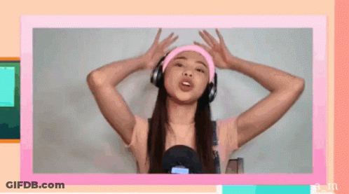Girl With Headphones And Pink Headband GIF