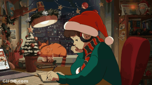 Girl With Headphones At Desk Using Laptop GIF