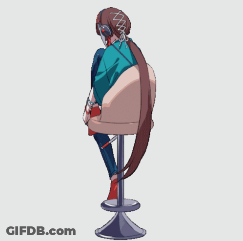 Girl With Headphones Looking At Phone GIF