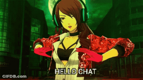 Girl With Headphones Saying Hello Chat GIF