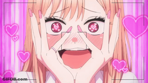 Girl With Heart Eyes And Heart Hands GIF