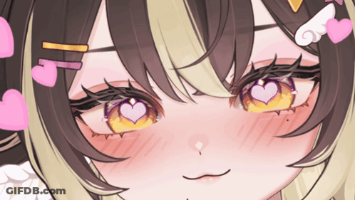 Girl With Hearts Around Eyes GIF