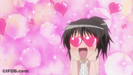 Girl With Hearts In Her Eyes GIF