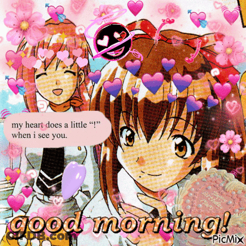 Girl With Hearts Saying My Heart Does A Little When I See You GIF
