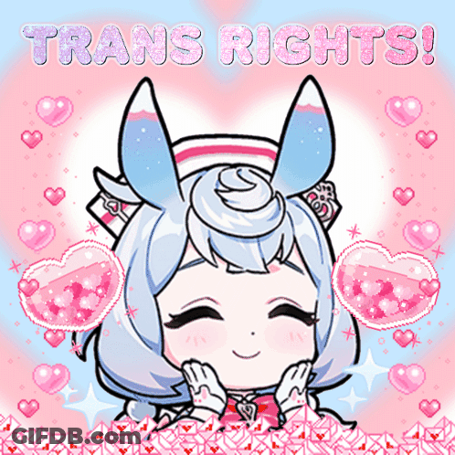 Girl With Hearts Saying Trans Rights GIF