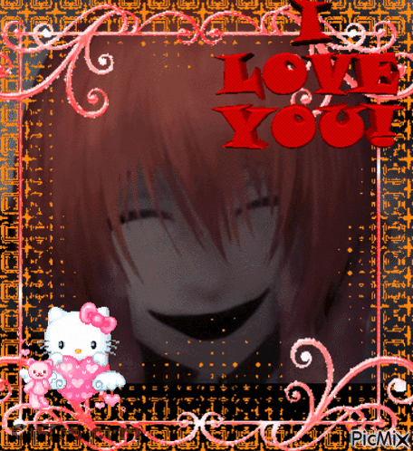Girl With Hello Kitty I Love You Red GIF