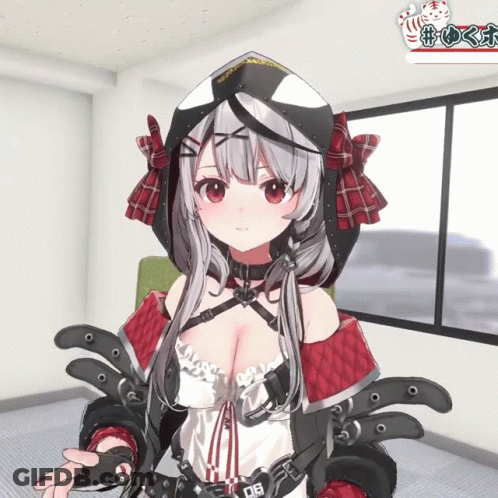 Girl With Hood And Belt Saying D6 GIF